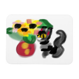 黒猫ひまわり マグネット