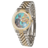 黒猫ひまわり、黄色、ターコイズ青 腕時計 (アングル)