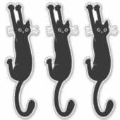 黒猫ぶら下がったが乗った |ビニおもしろいル子猫シール シール (正面)