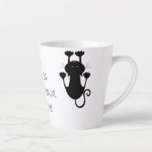 黒猫ぶら下がった漫画のおもしろい文字 カフェラテマグ (右)