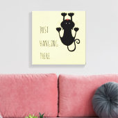 黒猫ぶら下がった漫画のおもしろい文字 キャンバスプリント (インサイチュ (リビング))