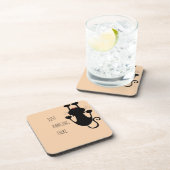 黒猫ぶら下がった漫画のおもしろい文字 コースター (右側)