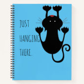 黒猫ぶら下がった漫画のおもしろい文字 ノートブック (正面)