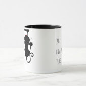 黒猫ぶら下がった漫画のおもしろい文字 マグカップ (中央)