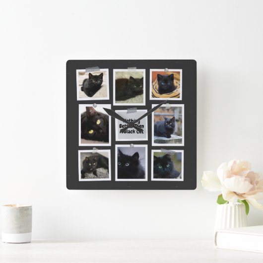 黒猫ほど スクエア壁時計 (ホーム)