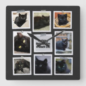 黒猫ほど スクエア壁時計 (正面)