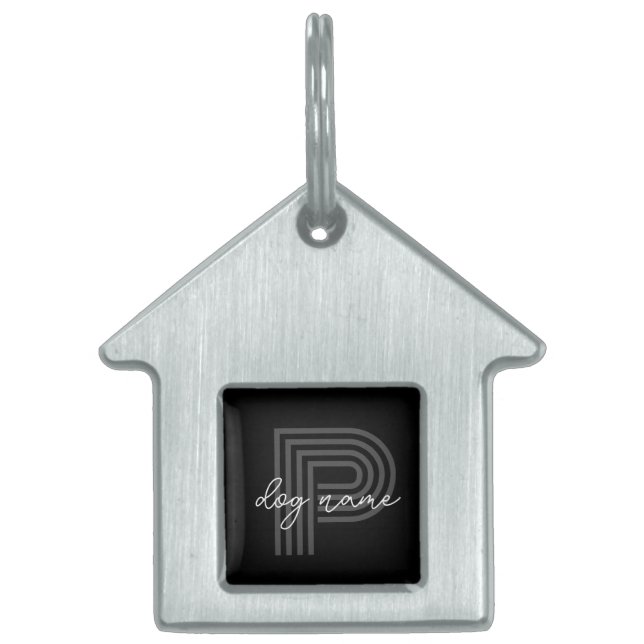 黒猫または犬の名前 ペットネームタグ (正面)