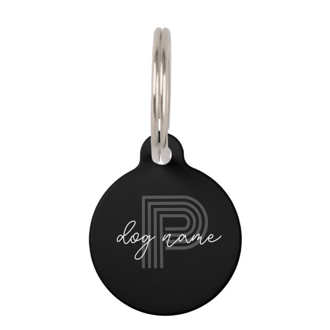 黒猫または犬の名前 ペット　ネームタグ (正面)