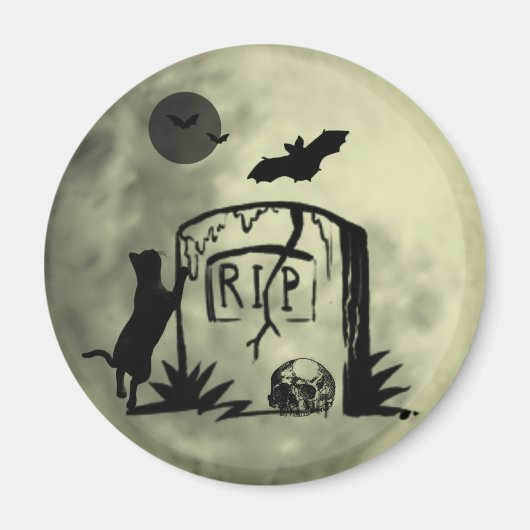 黒猫よくはしゃぐ磁石 マグネット (正面)