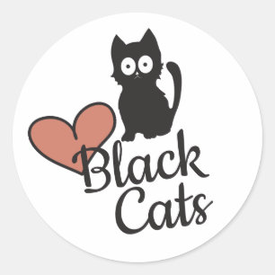 黒猫をサポート かわいい漫画 ラウンドシール