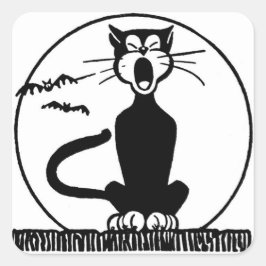 黒猫をハウリングする四角シール スクエアシール