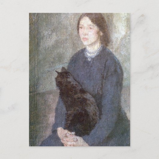 黒猫を抱いた若い女性 – Gwen John ポストカード (正面)