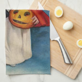 黒猫を抱えた小さな魔女の子 キッチンタオル (四つ折り)