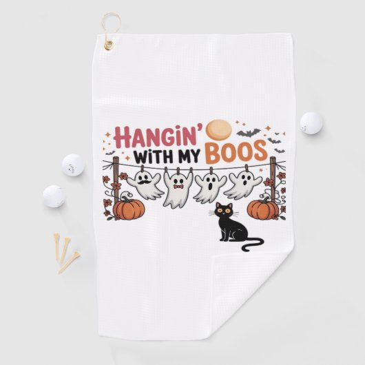 黒猫を抱えた私のボ幽霊とハキンおもしろい ゴルフタオル (インサイチュ)