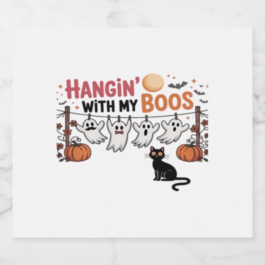 黒猫を抱えた私のボ幽霊とハキンおもしろい スパークリングワインラベル (シングルラベル)