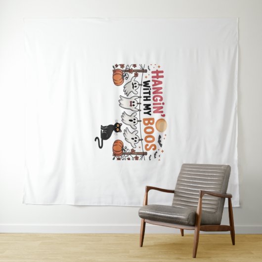 黒猫を抱えた私のボ幽霊とハキンおもしろい タペストリー (インサイチュ(横))