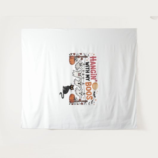 黒猫を抱えた私のボ幽霊とハキンおもしろい タペストリー (正面(横))