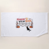 黒猫を抱えた私のボ幽霊とハキンおもしろい ビーチタオル (正面)