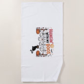 黒猫を抱えた私のボ幽霊とハキンおもしろい ビーチタオル (正面)