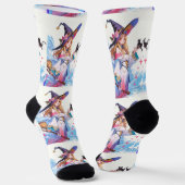 黒猫を持つキュートな魔女 サンダーカーヴ ソックス (傾斜あり)