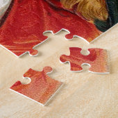 黒猫を握っているヴィンテージのハロウィンの小さい魔法使い ジグソーパズル (側面)