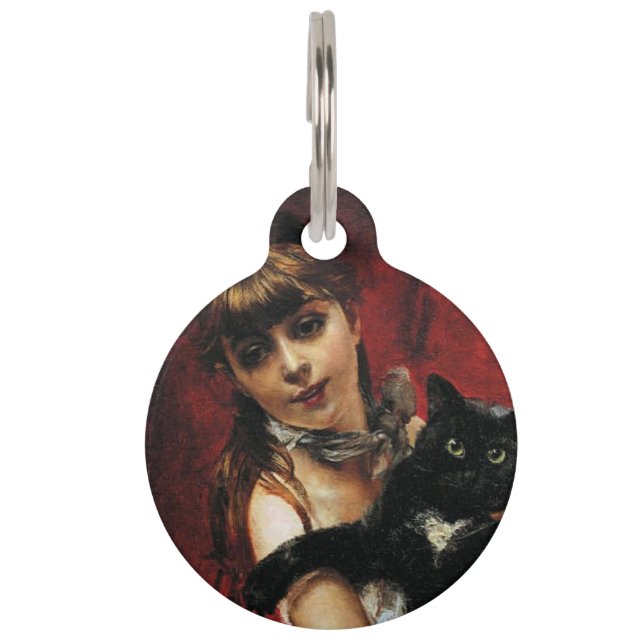 黒猫を腕に抱いた少女 ペット　ネームタグ (正面)