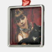 黒猫を腕に抱いた少女 メタルオーナメント (左)