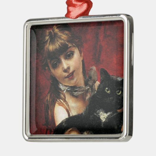 黒猫を腕に抱いた少女 メタルオーナメント (左)
