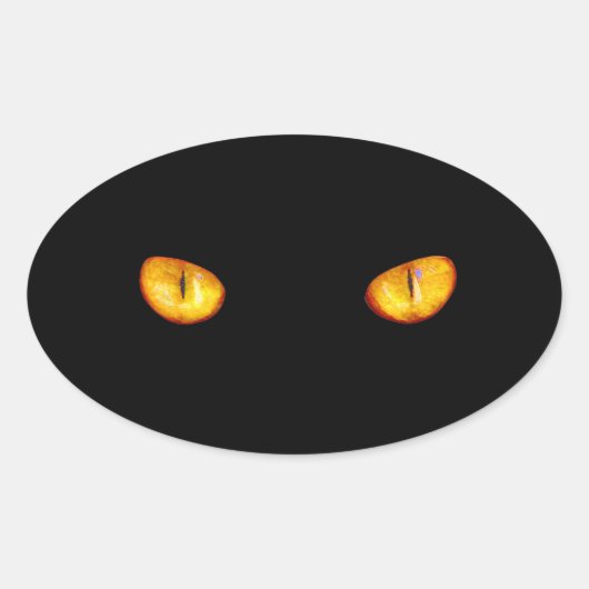 黒猫を見た男 楕円形シール (正面)