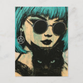 黒猫を連れた美しい魔女  ポストカード (正面)
