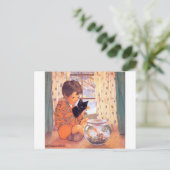 黒猫を飼っている少年、ジェシー・ウィルコック・スミス ポストカード (スタンド正面)