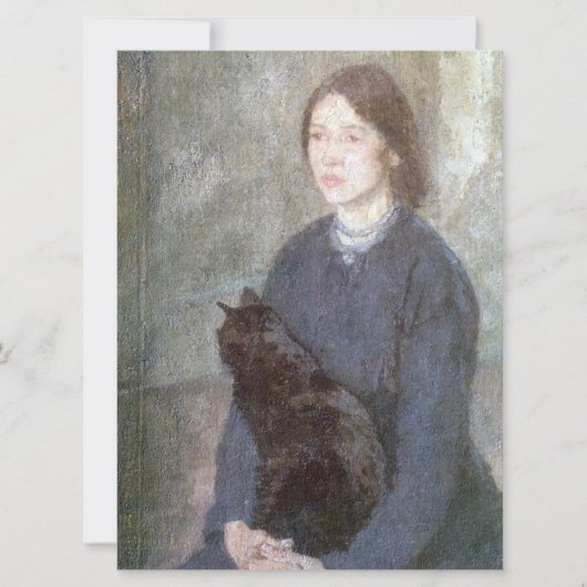 黒猫を飼っている若い女性（Gwen John著） カード (正面)