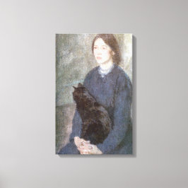 黒猫を飼っている若い女性（Gwen John著） キャンバスプリント