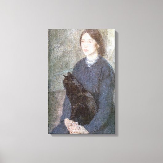 黒猫を飼っている若い女性（Gwen John著） キャンバスプリント (正面)