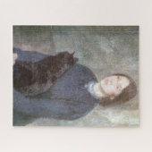 黒猫を飼っている若い女性（Gwen John著） ジグソーパズル (横)