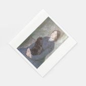 黒猫を飼っている若い女性(Gwen John著) スタンダードランチョンナプキン (角)