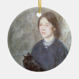 黒猫を飼っている若い女性（Gwen John著） セラミックオーナメント
