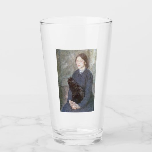 黒猫を飼っている若い女性（Gwen John著） タンブラーグラス (正面)