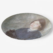 黒猫を飼っている若い女性(Gwen John著) ペーパープレート (アングル)