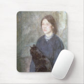 黒猫を飼っている若い女性(Gwen John著) マウスパッド (マウス)