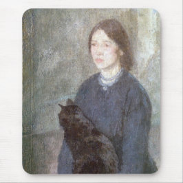 黒猫を飼っている若い女性（Gwen John著） マウスパッド