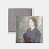 黒猫を飼っている若い女性（Gwen John著） マグネット (正面/裏面)