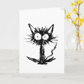 黒猫を驚かして下さい カード (黄色い花)