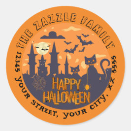 黒猫を魅了するハロウィンシティ ラウンドシール