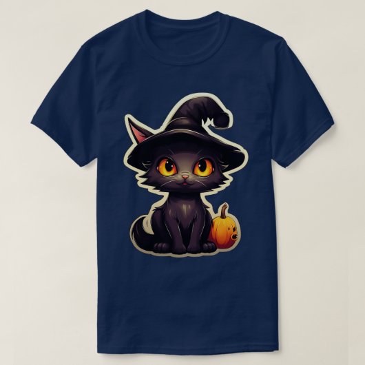 黒猫を魔女に入れて黒猫をハ不気味ロー Tシャツ (デザイン正面)