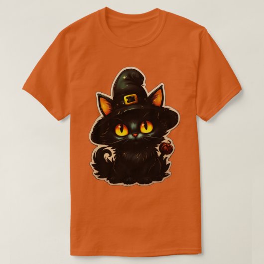 黒猫を魔女に入れて黒猫をハ不気味ロー Tシャツ (デザイン正面)