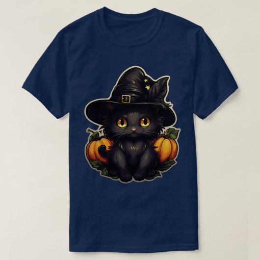 黒猫を魔女に入れて黒猫をハ不気味ロー Tシャツ (デザイン正面)
