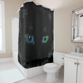 黒猫アイシャワーカおもしろいーテン シャワーカーテン (インサイチュ)