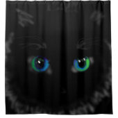 黒猫アイシャワーカおもしろいーテン シャワーカーテン (正面)