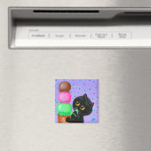 黒猫アイスクリームクリエイションアート マグネット (インサイチュ (食洗機))